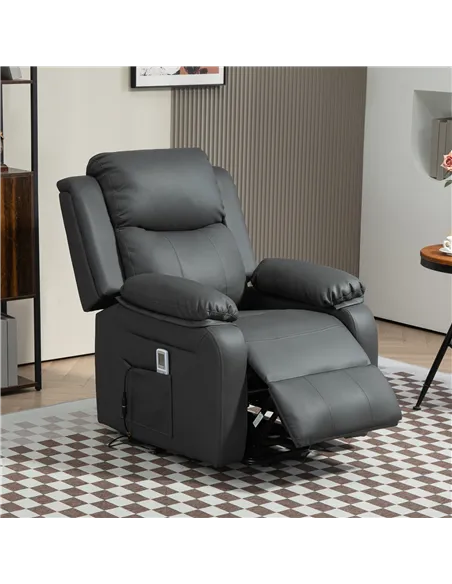 HOMCOM Riser and Recliner Chair with Massage, Power Lift Recliner Chair for Elderly with Remote Control, Extended Footrest, Dual