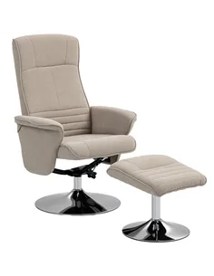 HOMCOM Swivel Recliner Chair with Footstool, Velvet Recliner Armchair with Ottoman, Steel Base, Upholstered Reclining Chair for 