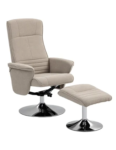 HOMCOM Swivel Recliner Chair with Footstool, Velvet Recliner Armchair with Ottoman, Steel Base, Upholstered Reclining Chair for 