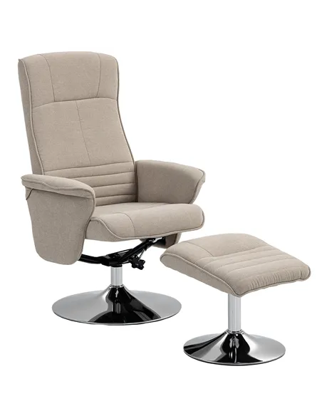 HOMCOM Swivel Recliner Chair with Footstool, Velvet Recliner Armchair with Ottoman, Steel Base, Upholstered Reclining Chair for 