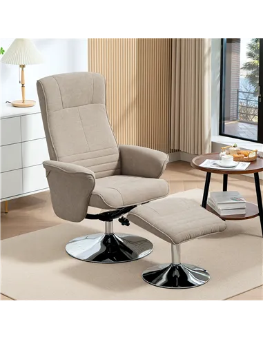 HOMCOM Swivel Recliner Chair with Footstool, Velvet Recliner Armchair with Ottoman, Steel Base, Upholstered Reclining Chair for 