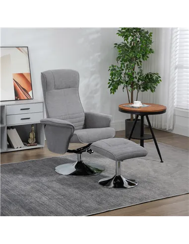 HOMCOM Swivel Recliner Chair with Footstool, Velvet Recliner Armchair with Ottoman, Steel Base, Upholstered Reclining Chair for 