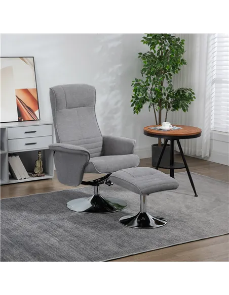 HOMCOM Swivel Recliner Chair with Footstool, Velvet Recliner Armchair with Ottoman, Steel Base, Upholstered Reclining Chair for 