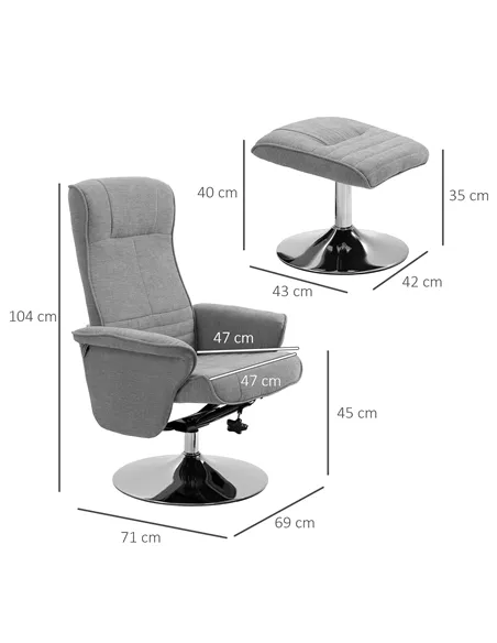 HOMCOM Swivel Recliner Chair with Footstool, Velvet Recliner Armchair with Ottoman, Steel Base, Upholstered Reclining Chair for 