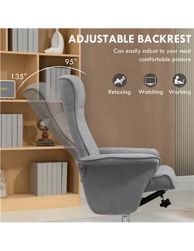 HOMCOM Swivel Recliner Chair with Footstool, Velvet Recliner Armchair with Ottoman, Steel Base, Upholstered Reclining Chair for 