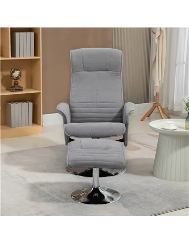 HOMCOM Swivel Recliner Chair with Footstool, Velvet Recliner Armchair with Ottoman, Steel Base, Upholstered Reclining Chair for 