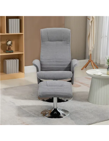 HOMCOM Swivel Recliner Chair with Footstool, Velvet Recliner Armchair with Ottoman, Steel Base, Upholstered Reclining Chair for 