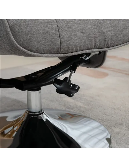 HOMCOM Swivel Recliner Chair with Footstool, Velvet Recliner Armchair with Ottoman, Steel Base, Upholstered Reclining Chair for 