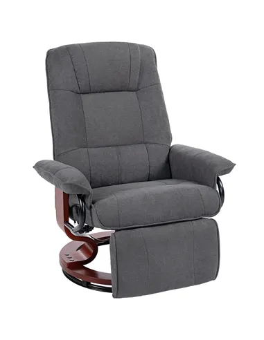 HOMCOM Reclining Swivel Chair, with Footrest - Grey