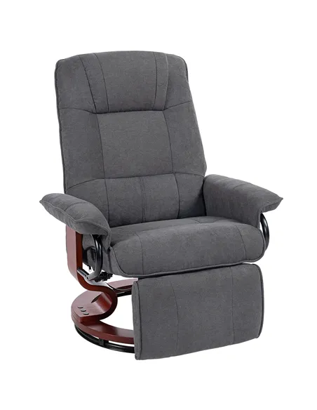HOMCOM Reclining Swivel Chair, with Footrest - Grey