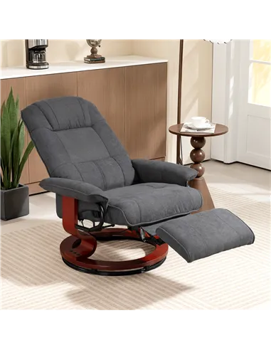HOMCOM Reclining Swivel Chair, with Footrest - Grey