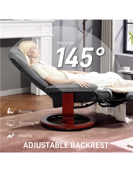 HOMCOM Reclining Swivel Chair, with Footrest - Grey