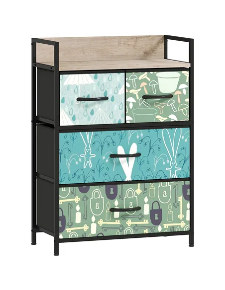 HOMCOM 4-Drawer Chest of Drawers - Blue