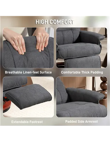 HOMCOM Reclining Swivel Chair, with Footrest - Grey
