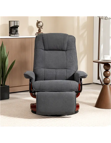 HOMCOM Reclining Swivel Chair, with Footrest - Grey