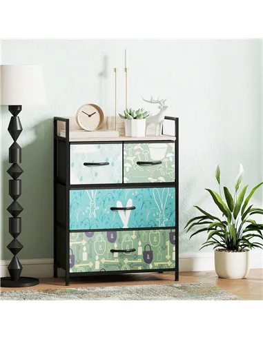 HOMCOM 4-Drawer Chest of Drawers - Blue