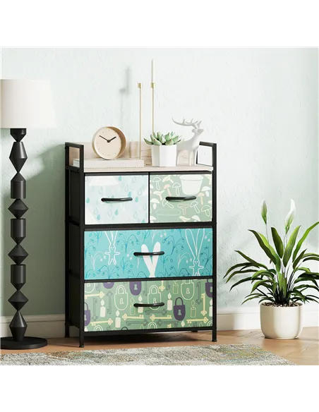 HOMCOM 4-Drawer Chest of Drawers - Blue