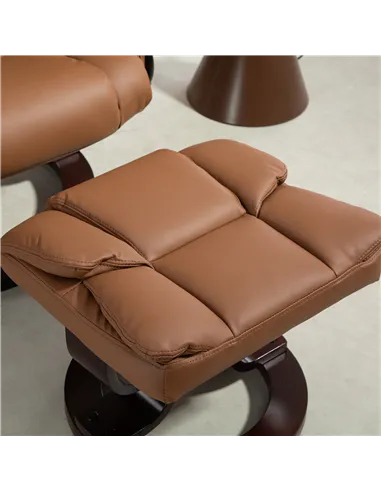HOMCOM Faux Leather Reclining Chair and Footstool - Brown