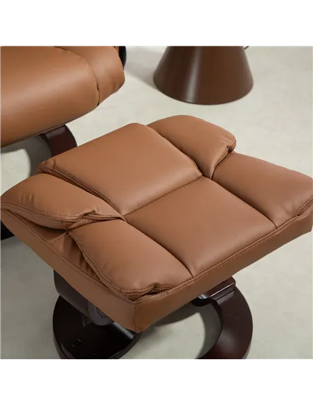HOMCOM Faux Leather Reclining Chair and Footstool - Brown