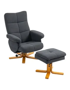 HOMCOM Linen-Look Recliner, with Storage Ottoman - Grey