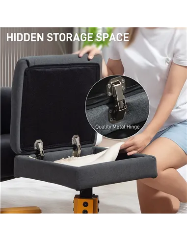 HOMCOM Linen-Look Recliner, with Storage Ottoman - Grey