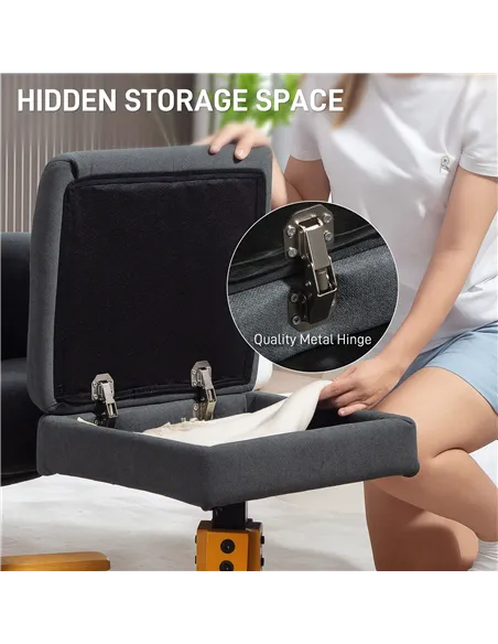 HOMCOM Linen-Look Recliner, with Storage Ottoman - Grey