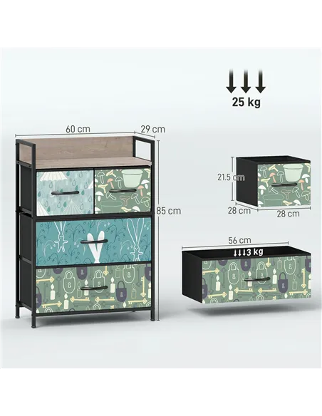 HOMCOM 4-Drawer Chest of Drawers - Blue