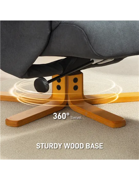 HOMCOM Linen-Look Recliner, with Storage Ottoman - Grey