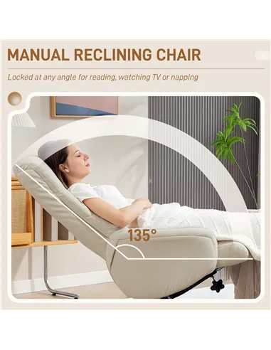 HOMCOM Rocking Recliner Chair with Footstool, PU Leather Recliner Armchair with Wood Base, Upholstered Reclining Chair for Livin