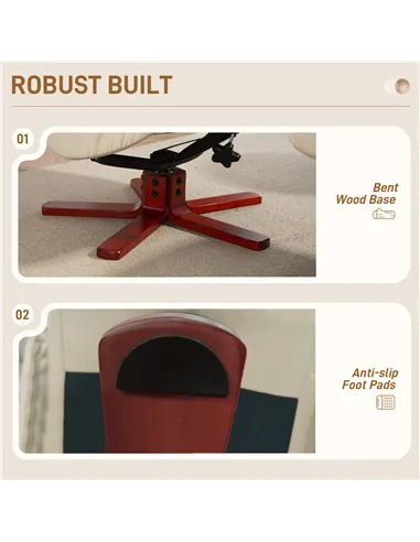 HOMCOM Rocking Recliner Chair with Footstool, PU Leather Recliner Armchair with Wood Base, Upholstered Reclining Chair for Livin