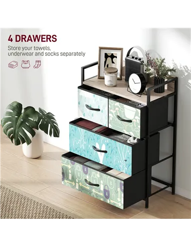 HOMCOM 4-Drawer Chest of Drawers - Blue