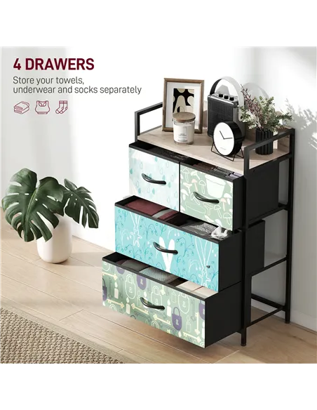 HOMCOM 4-Drawer Chest of Drawers - Blue