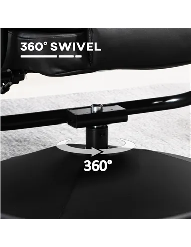 HOMCOM Swivel Recliner Chair with Footstool, PU Leather Recliner Armchair with Ottoman, Steel Base, Upholstered Reclining Chair 