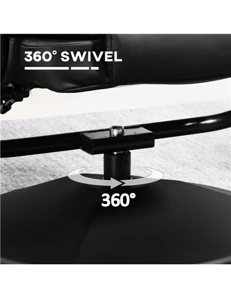 HOMCOM Swivel Recliner Chair with Footstool, PU Leather Recliner Armchair with Ottoman, Steel Base, Upholstered Reclining Chair 