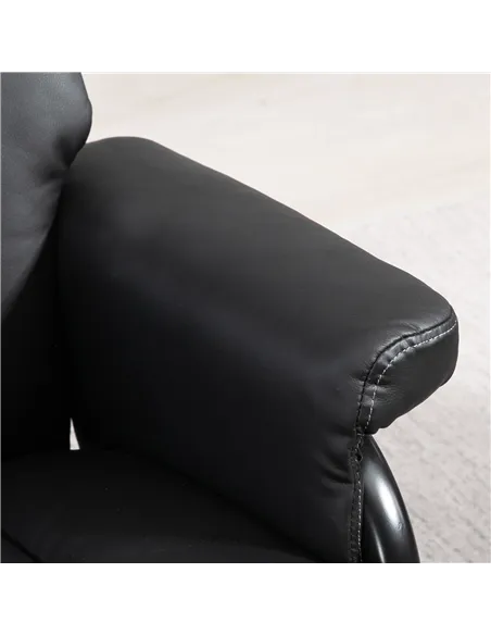 HOMCOM Swivel Recliner Chair with Footstool, PU Leather Recliner Armchair with Ottoman, Steel Base, Upholstered Reclining Chair 