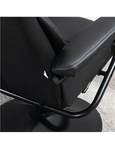 HOMCOM Swivel Recliner Chair with Footstool, PU Leather Recliner Armchair with Ottoman, Steel Base, Upholstered Reclining Chair 