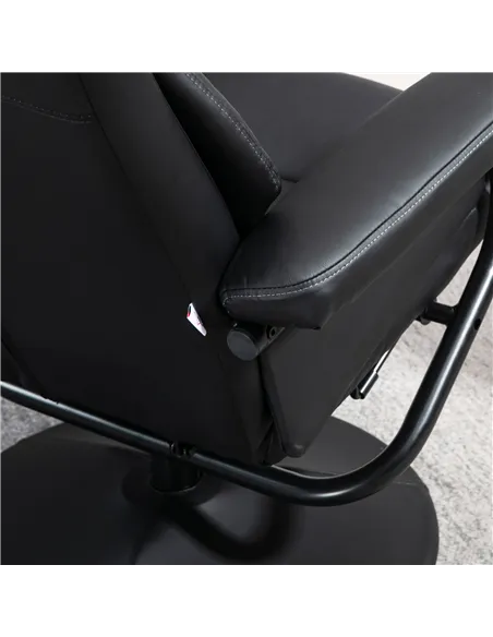 HOMCOM Swivel Recliner Chair with Footstool, PU Leather Recliner Armchair with Ottoman, Steel Base, Upholstered Reclining Chair 