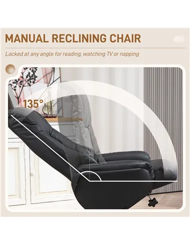 HOMCOM Rocking Recliner Chair with Footstool, PU Leather Recliner Armchair with Wood Base, Upholstered Reclining Chair for Livin