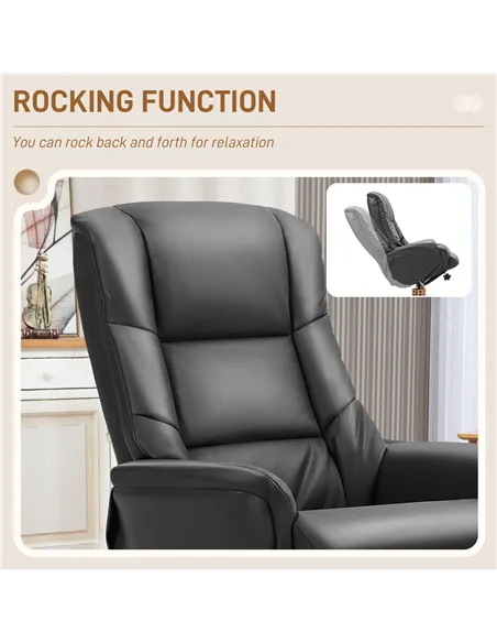 HOMCOM Rocking Recliner Chair with Footstool, PU Leather Recliner Armchair with Wood Base, Upholstered Reclining Chair for Livin
