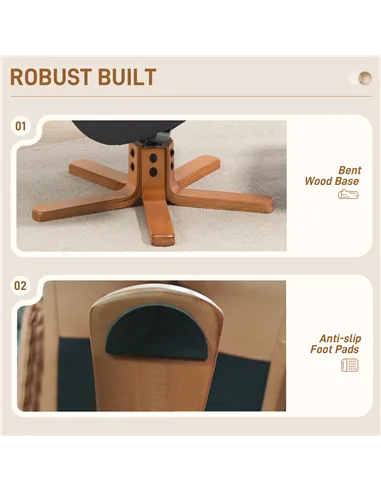 HOMCOM Rocking Recliner Chair with Footstool, PU Leather Recliner Armchair with Wood Base, Upholstered Reclining Chair for Livin