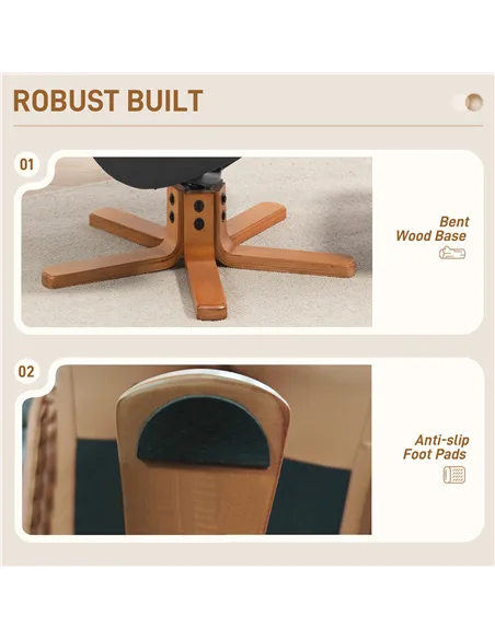 HOMCOM Rocking Recliner Chair with Footstool, PU Leather Recliner Armchair with Wood Base, Upholstered Reclining Chair for Livin