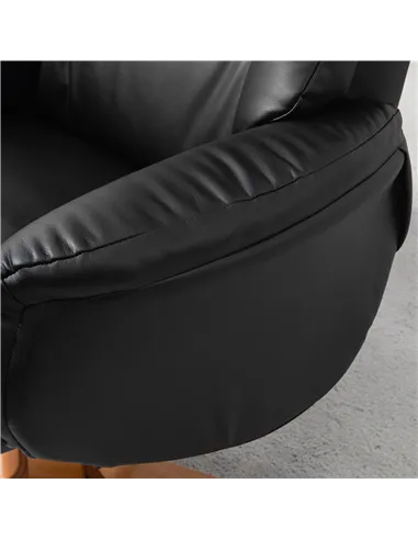 HOMCOM Rocking Recliner Chair with Footstool, PU Leather Recliner Armchair with Wood Base, Upholstered Reclining Chair for Livin