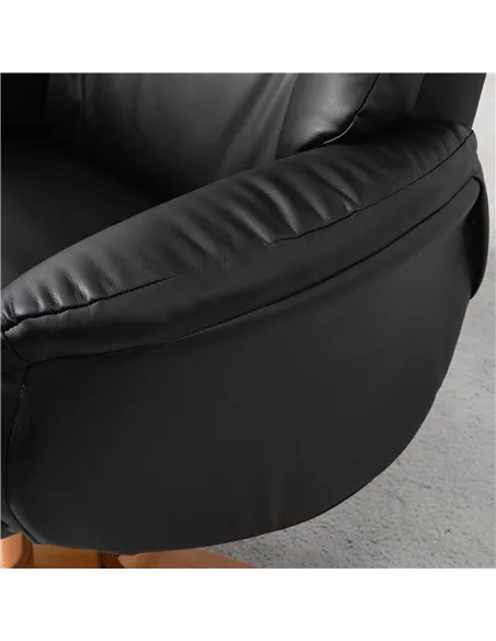 HOMCOM Rocking Recliner Chair with Footstool, PU Leather Recliner Armchair with Wood Base, Upholstered Reclining Chair for Livin