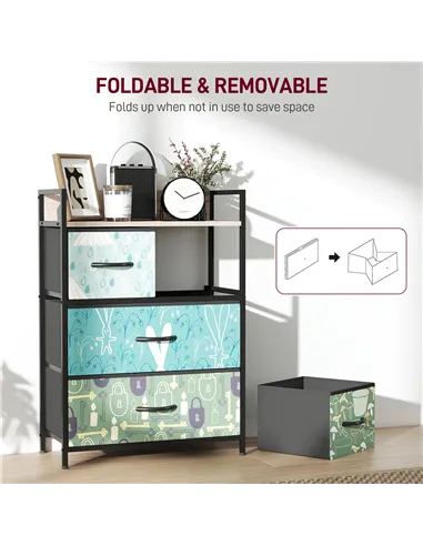 HOMCOM 4-Drawer Chest of Drawers - Blue