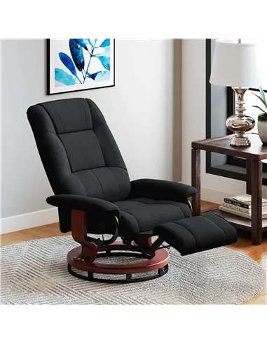 HOMCOM Reclining Swivel Chair, with Footrest - Black