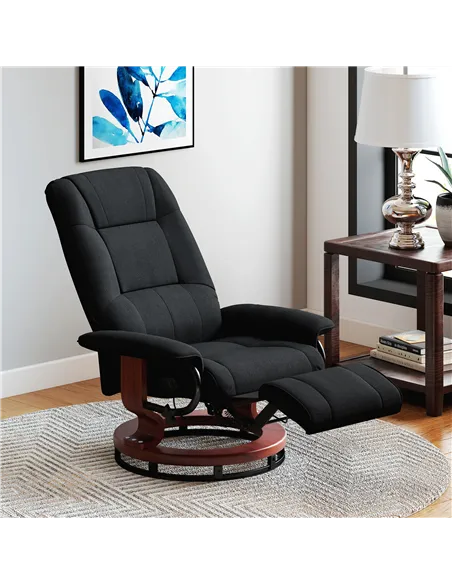 HOMCOM Reclining Swivel Chair, with Footrest - Black