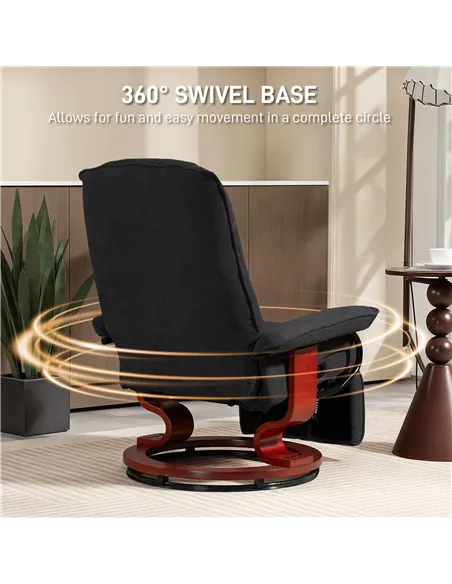 HOMCOM Reclining Swivel Chair, with Footrest - Black