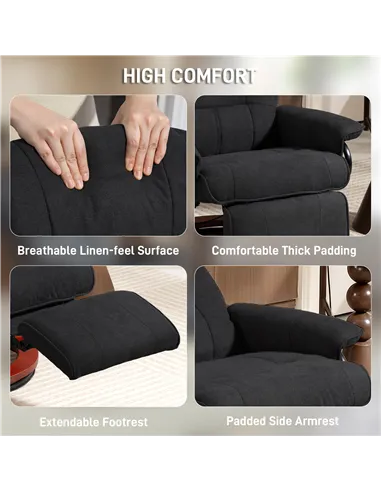 HOMCOM Reclining Swivel Chair, with Footrest - Black