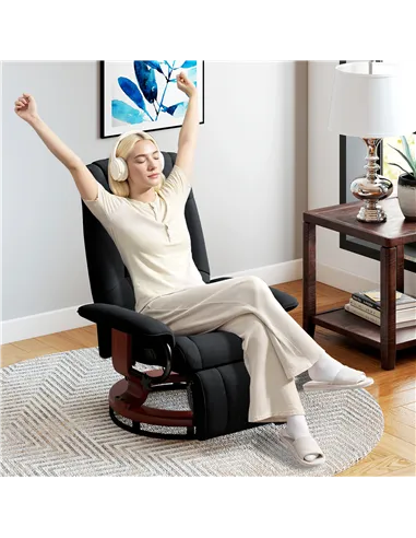 HOMCOM Reclining Swivel Chair, with Footrest - Black