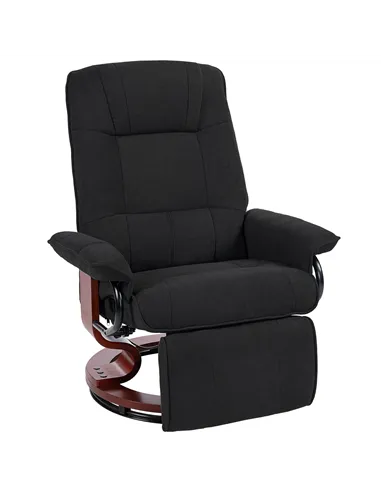 HOMCOM Reclining Swivel Chair, with Footrest - Black